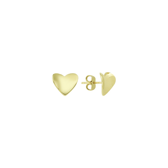 NWT 14K Yellow Gold Concaved Heart Stud Earrings
